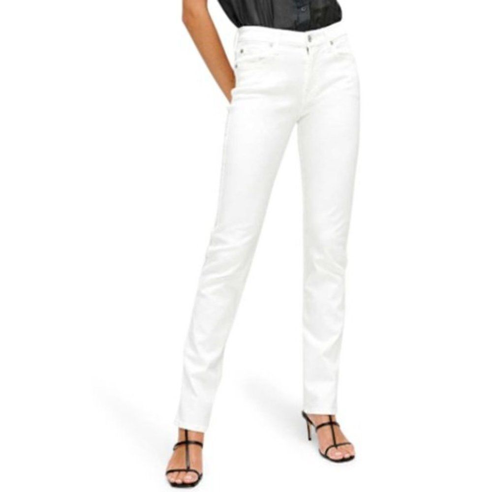 ZARA Women Basic White Denim Straight Fit Jeans